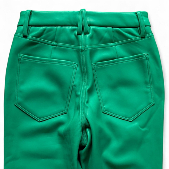 Good American Icon Fit Faux Leather Pants | Bright Green Sz 4 / 27 | Over-Heel F - Picture 10 of 16